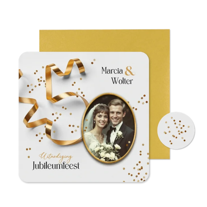 Uitnodiging gouden huwelijk jubileum feest 50 foto trouwdag
