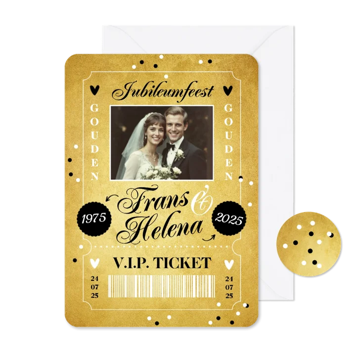 Uitnodiging gouden huwelijk trouwdag 50 jaar ticket