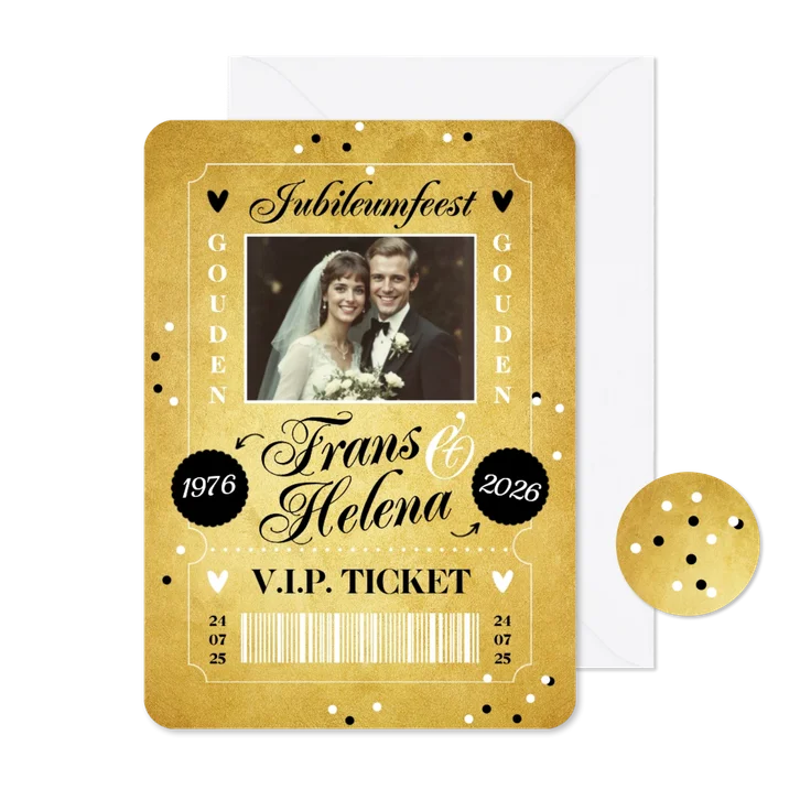 Uitnodiging gouden huwelijk trouwdag 50 jaar ticket