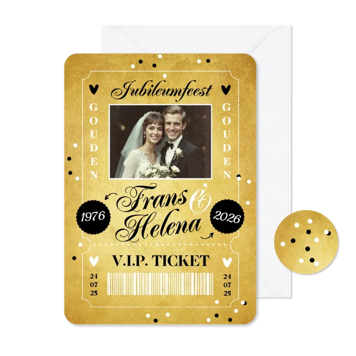 Uitnodiging gouden huwelijk trouwdag 50 jaar ticket