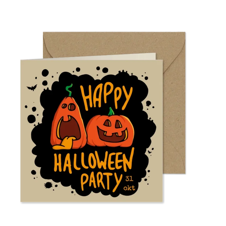 Uitnodiging Halloween Party gekke pompoenen