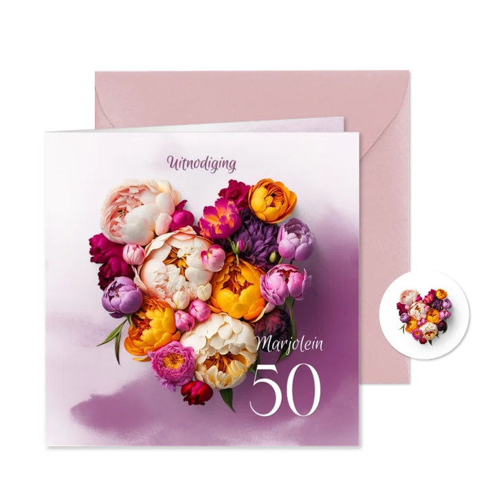 Uitnodiging hart van bloemen