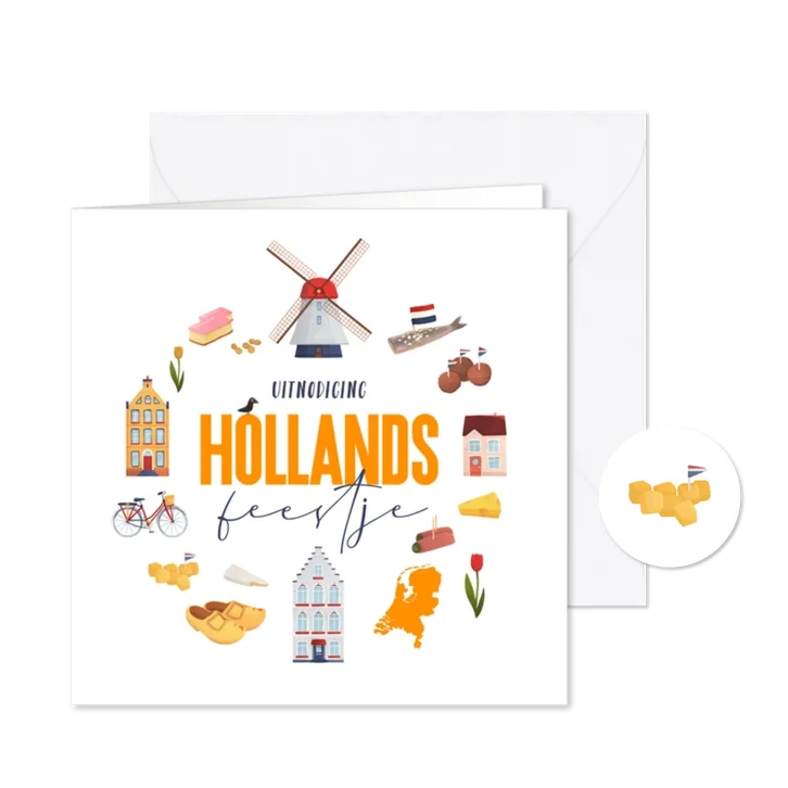 Uitnodiging Hollands feestje thema molen borrel
