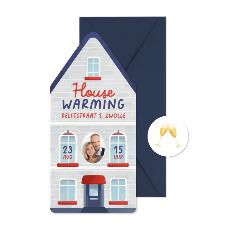 Uitnodiging housewarming Hollands huisje nieuwe woning