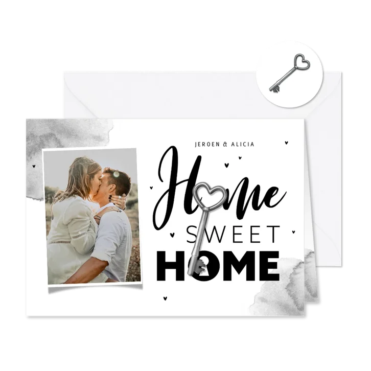 Uitnodiging housewarming verhuiskaart sleutel foto