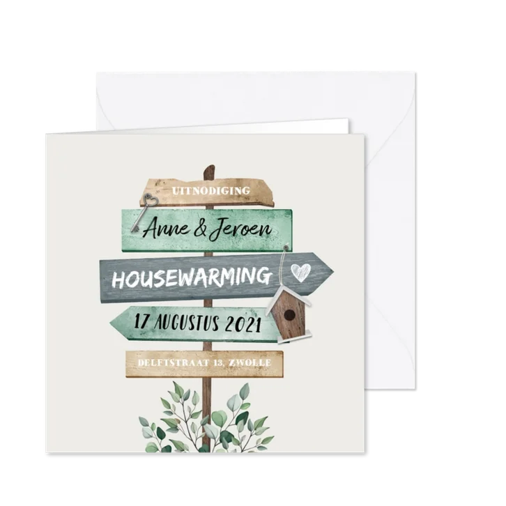 Uitnodiging housewarming wegwijzers