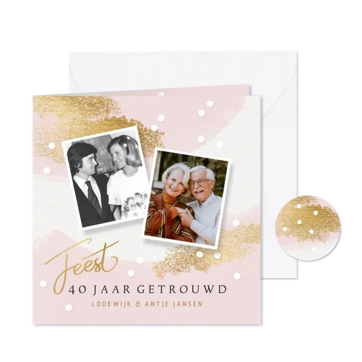 Uitnodiging huwelijksjubileum sjieke gouden spetters