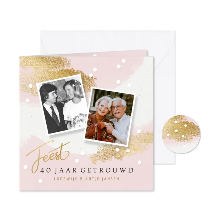 Uitnodiging huwelijksjubileum sjieke gouden spetters