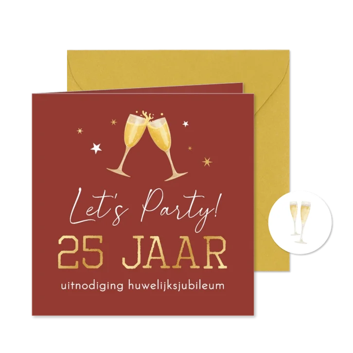 Uitnodiging huwelijksjubileumfeest champagne 25 jaar