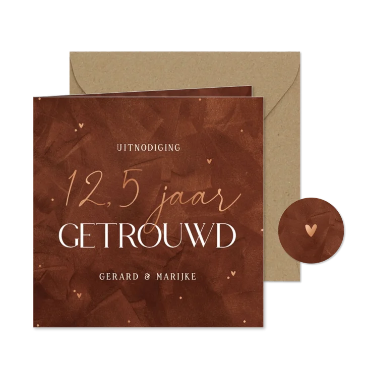 Uitnodiging jubileum 12,5 jaar getrouwd roestbruin koper