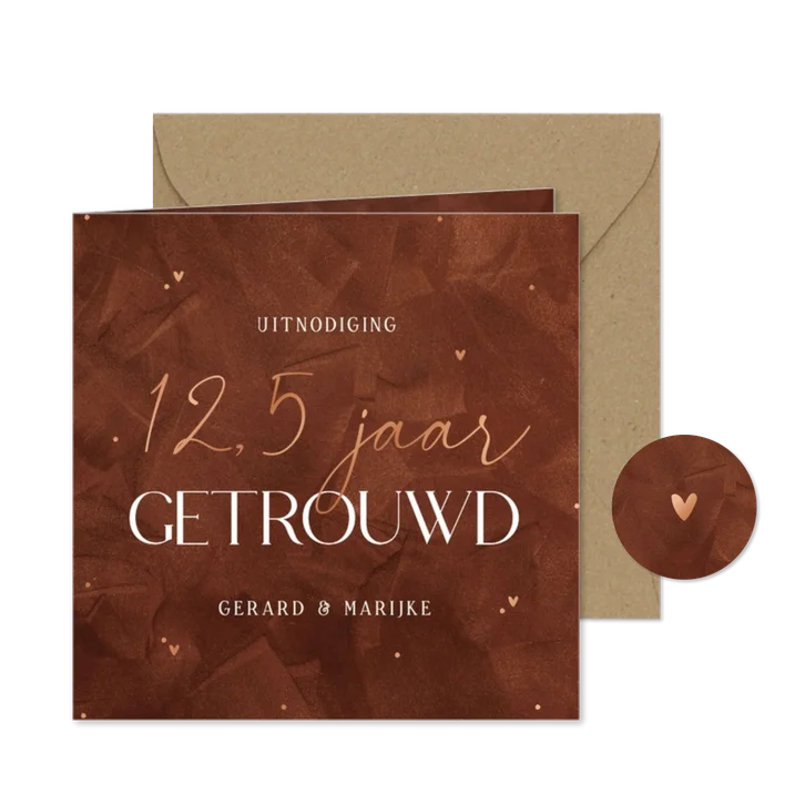 Uitnodiging jubileum 12,5 jaar getrouwd roestbruin koper 