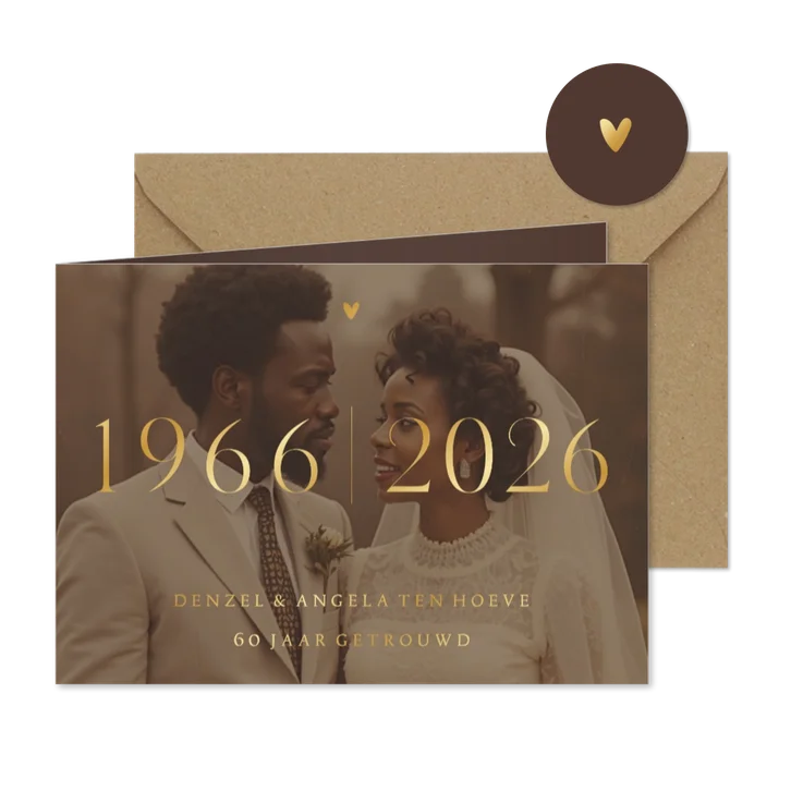 Uitnodiging jubileum 1966 2026 grote foto met goudfolie