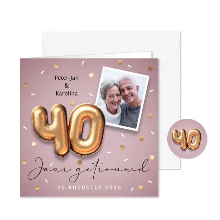 Uitnodiging jubileum 40 jaar ballonnen