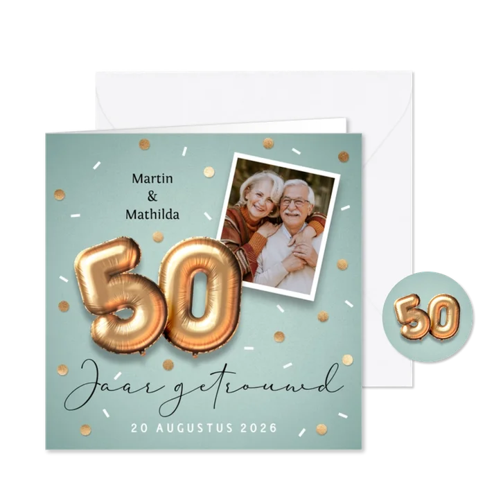 Uitnodiging jubileum 50 jaar ballonnen