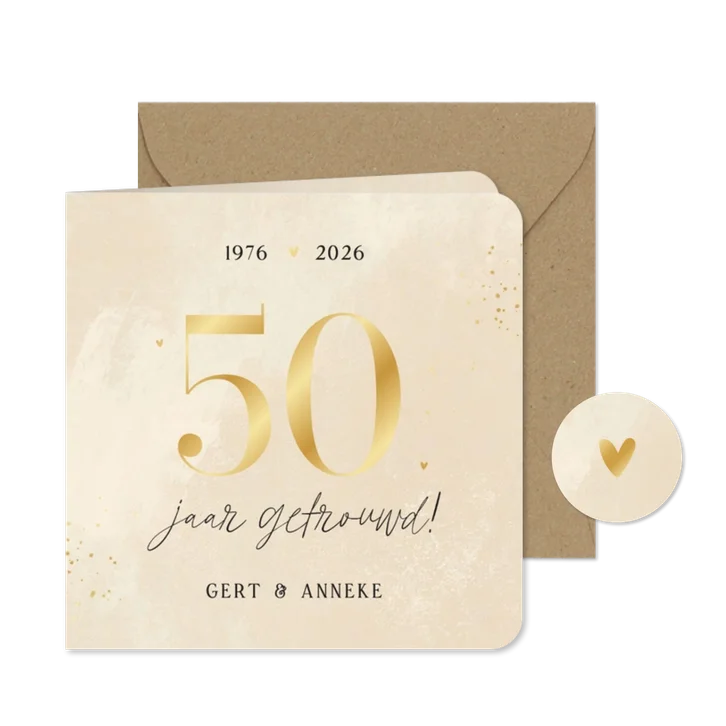 Uitnodiging jubileum 50 jaar getrouwd steenlook goud