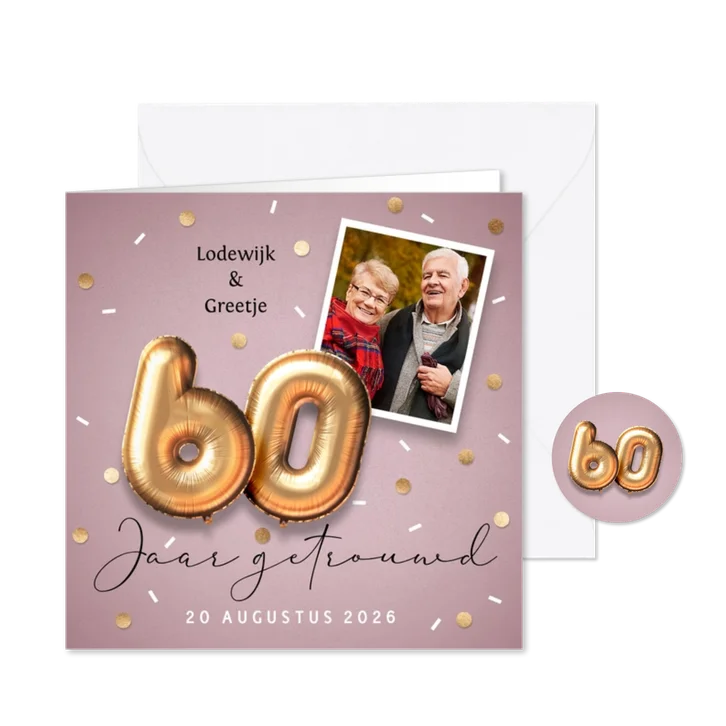 Uitnodiging jubileum 60 jaar ballonnen