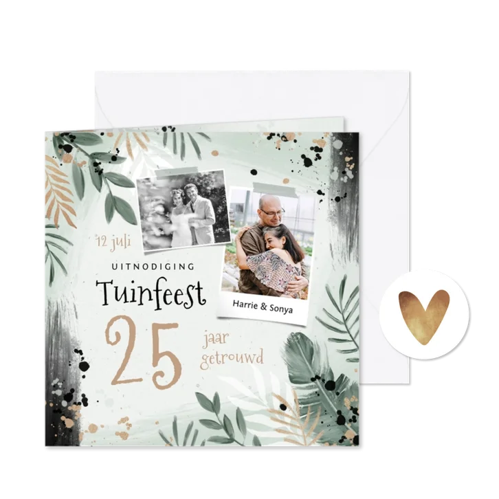 Uitnodiging jubileum botanisch verf tuinfeest foto