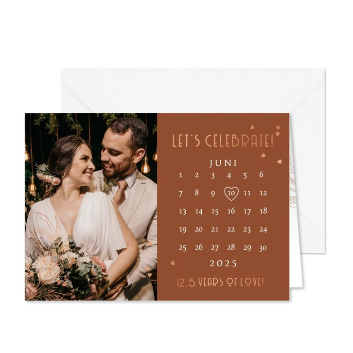 Uitnodiging jubileum save the date koperen huwelijk foto