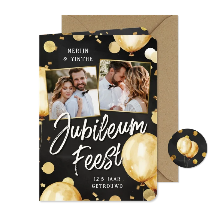 Uitnodiging jubileumfeest goud ballonnen foto's 