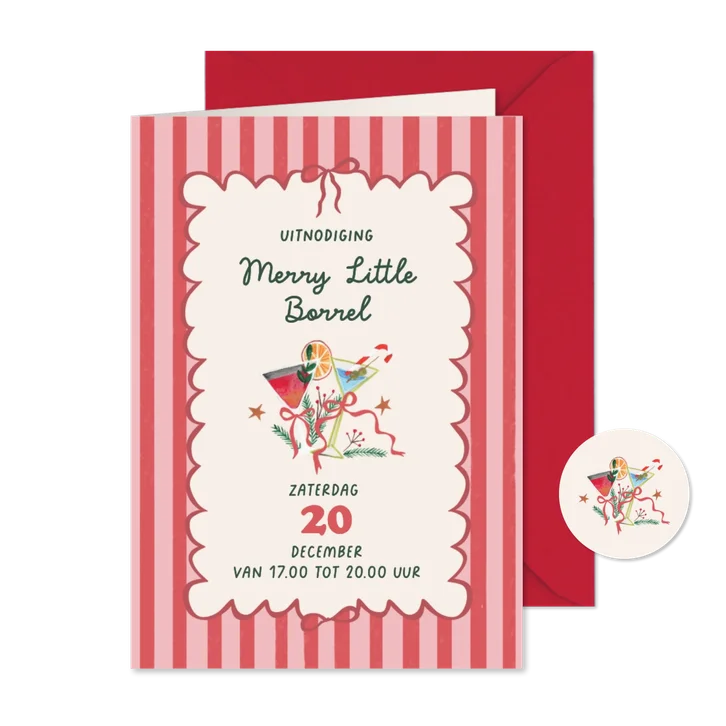 Uitnodiging kerst borrel illustratie doodle cocktails