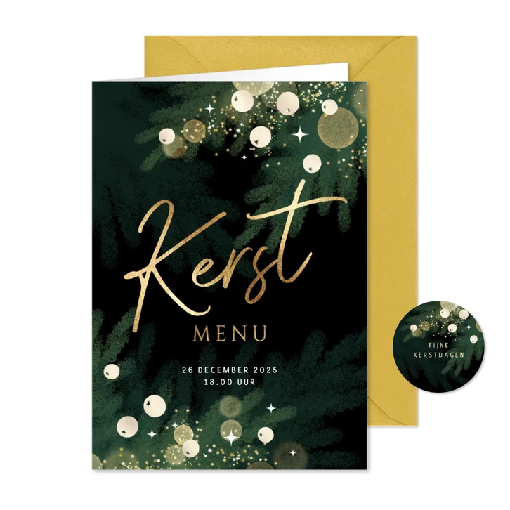 Uitnodiging kerst menu stijlvol diner