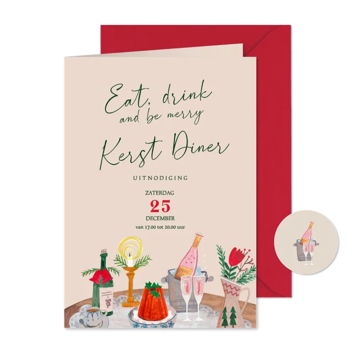 Uitnodiging kerstdiner doodle winter kerstfeest