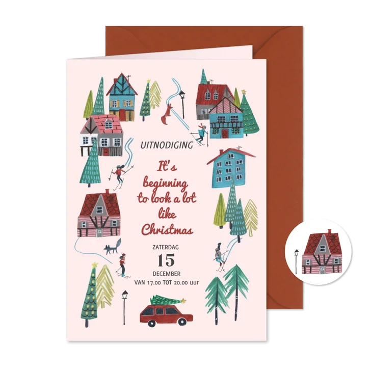 Uitnodiging kerstfeest ski dorp