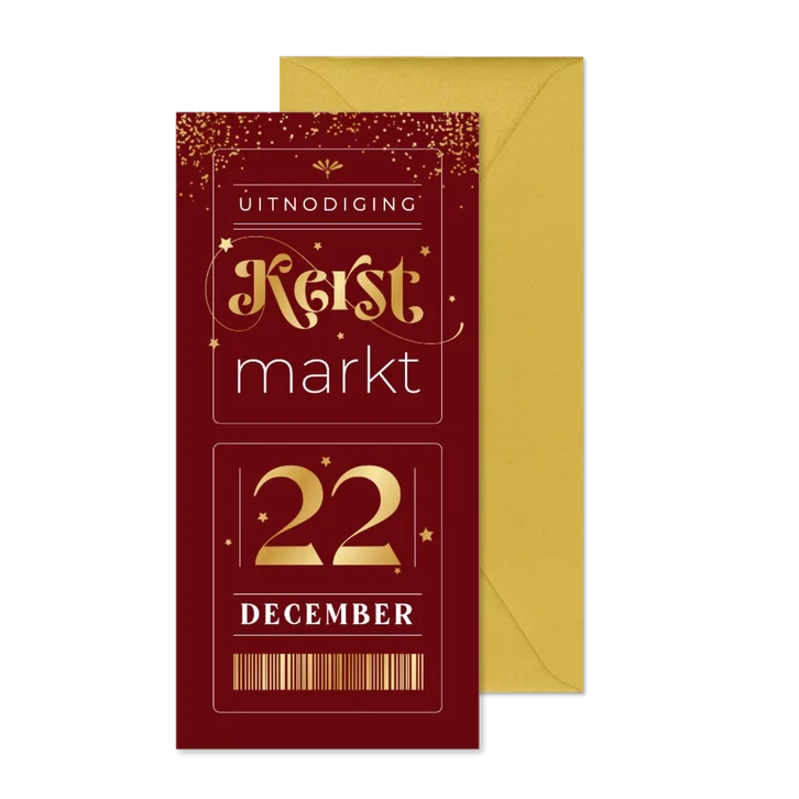 Uitnodiging kerstmarkt met foliedruk of zonder