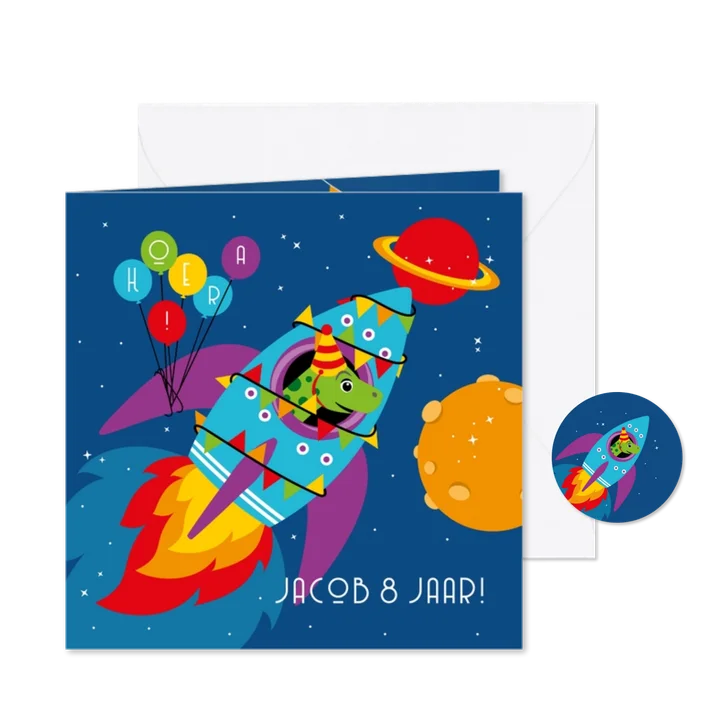 Uitnodiging kinderfeest dino ruimte