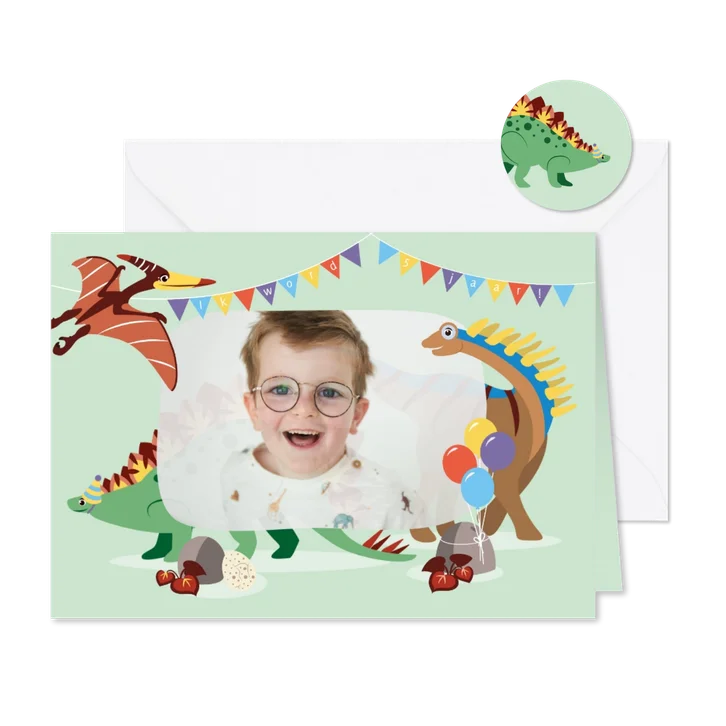 uitnodiging kinderfeestje dino jongen