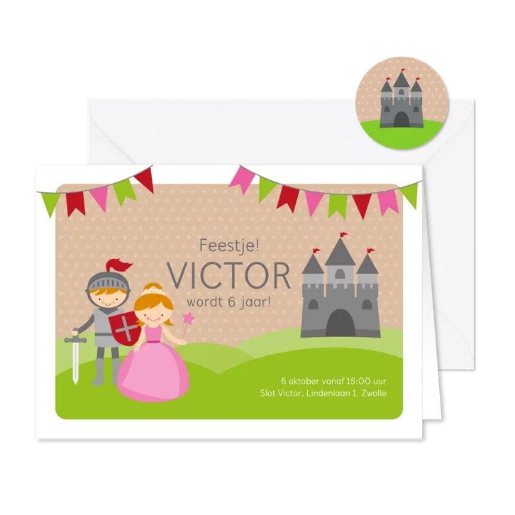 Uitnodiging kinderfeestje ridders en prinsessen