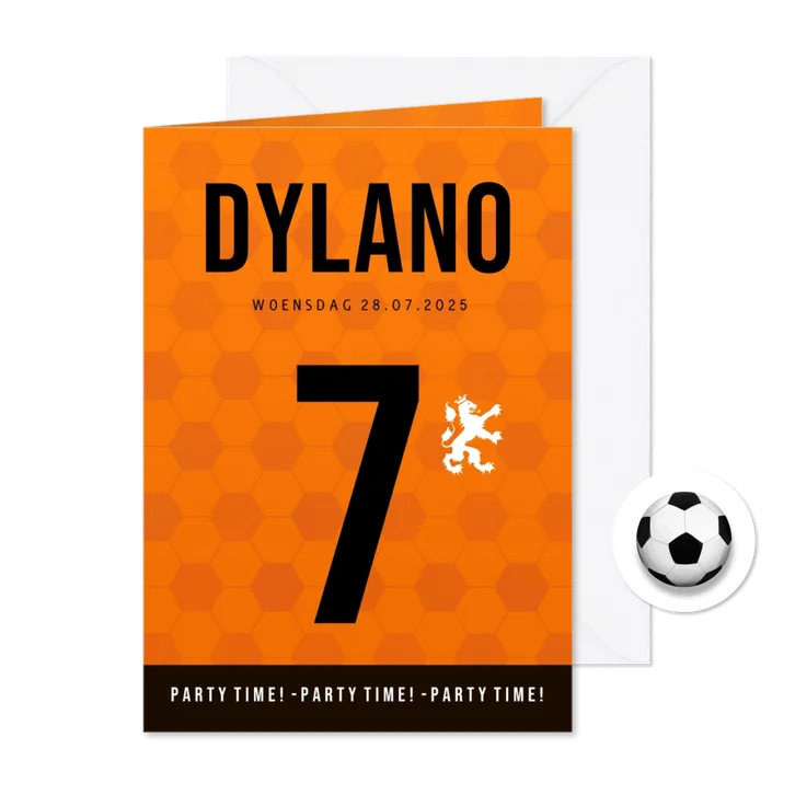 Uitnodiging kinderfeestje voetbal Nederlands elftal shirt