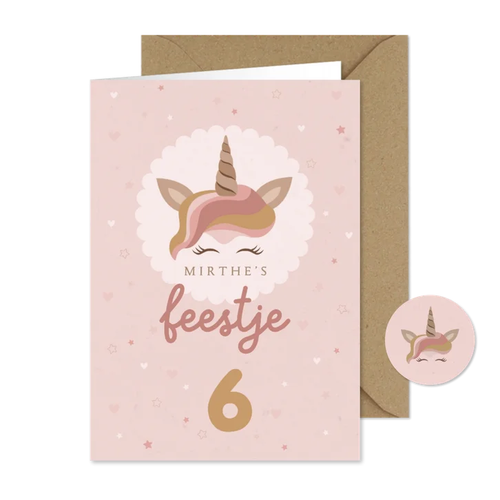 Uitnodiging kinderverjaardag unicorn