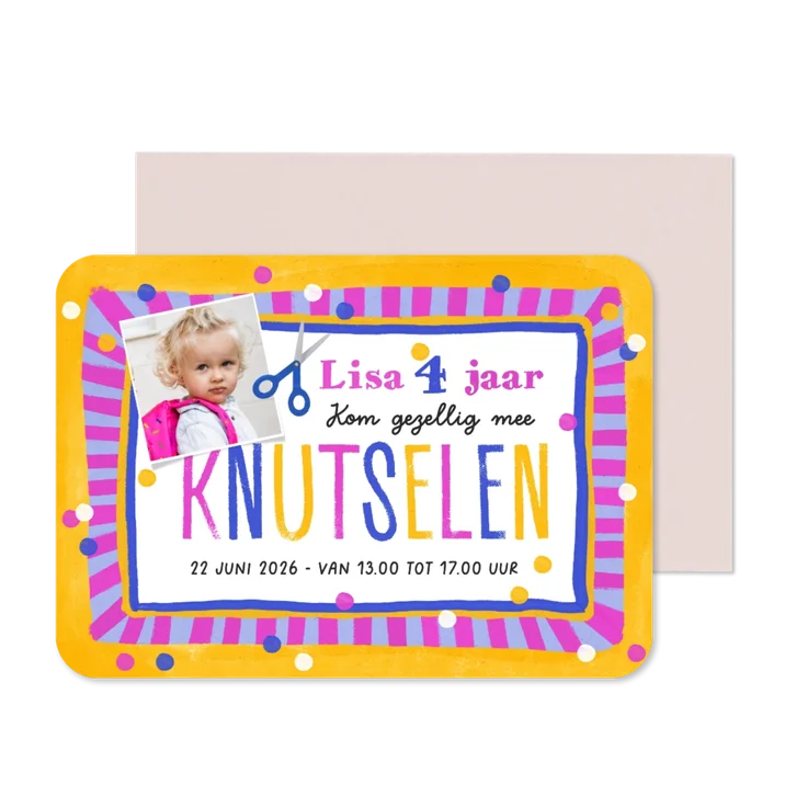 Uitnodiging knutsel & creatief kinderfeestje confetti