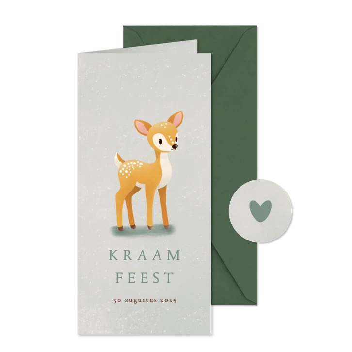 Uitnodiging kraamfeest jongen hertje vintage