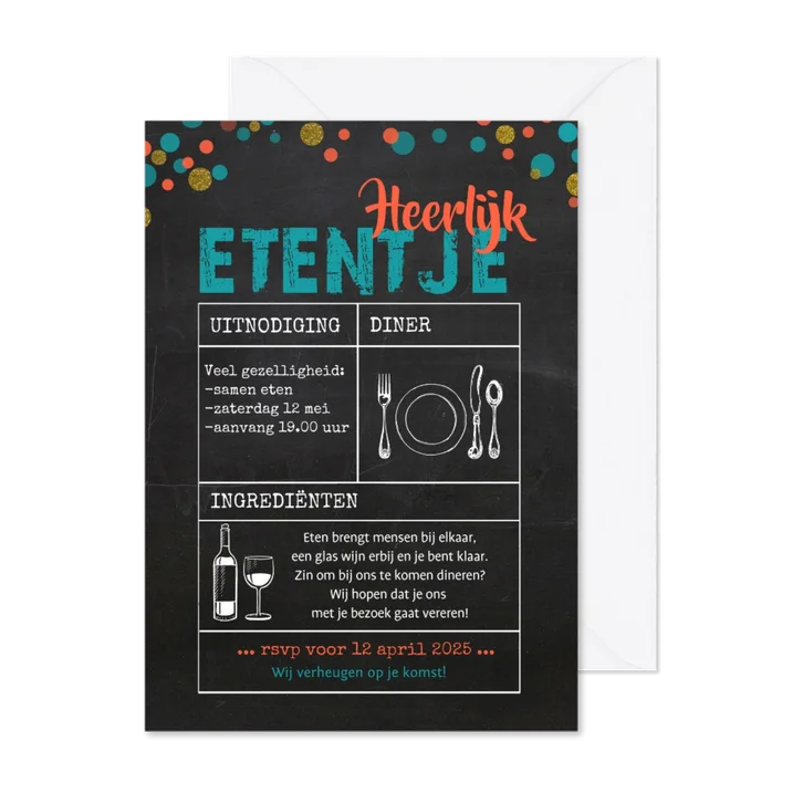 Uitnodiging krijtbord etentje