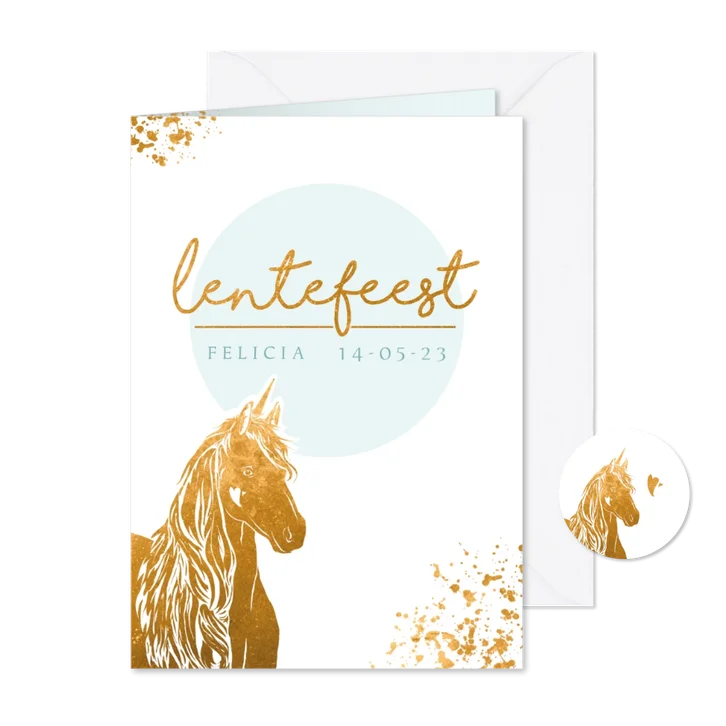 Uitnodiging lentefeest gouden eenhoorn 