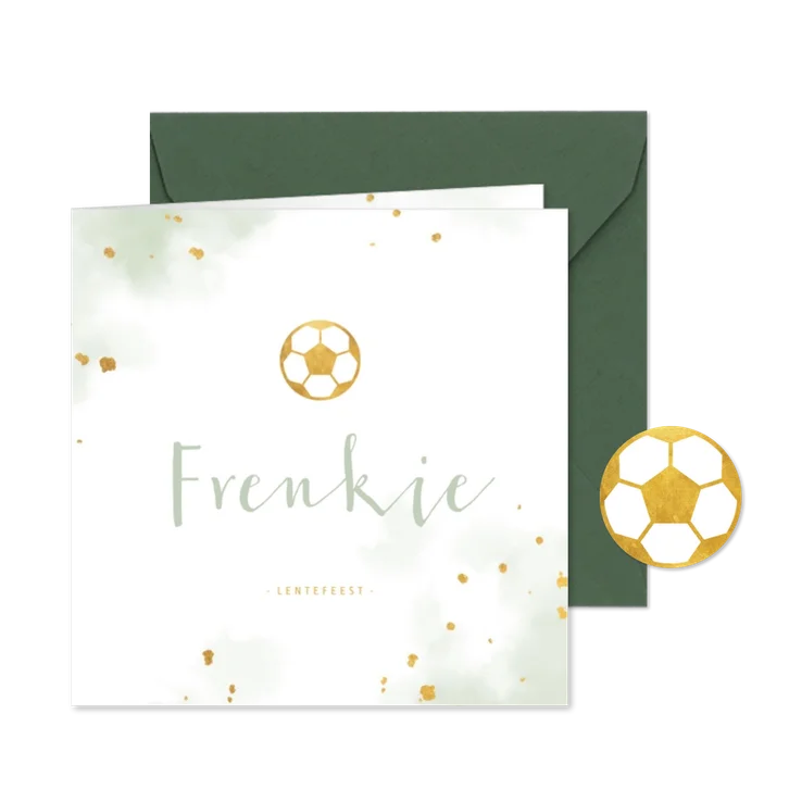 Uitnodiging lentefeest gouden voetbal met waterverf