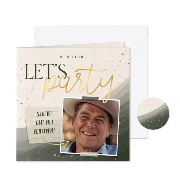 Uitnodiging let's party pensioenfeest groen