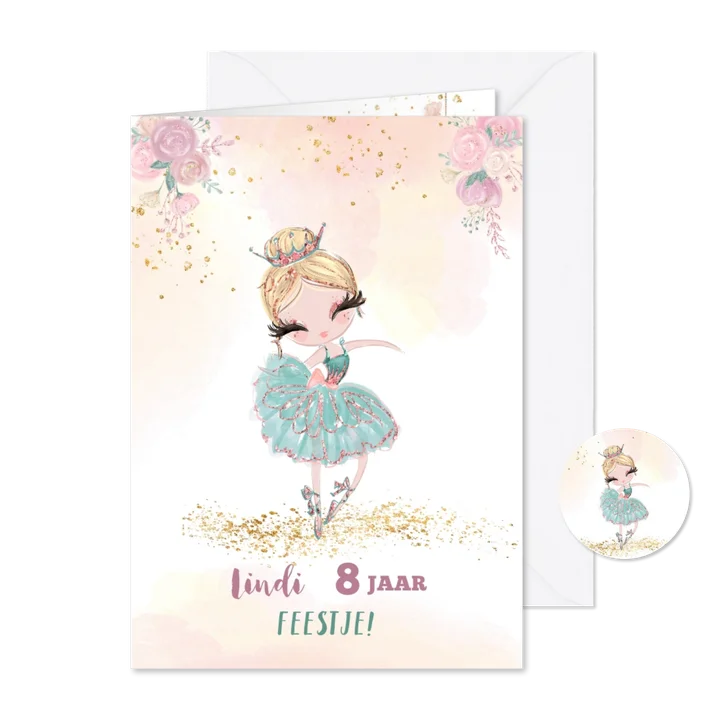 Uitnodiging met prinses balletmeisje