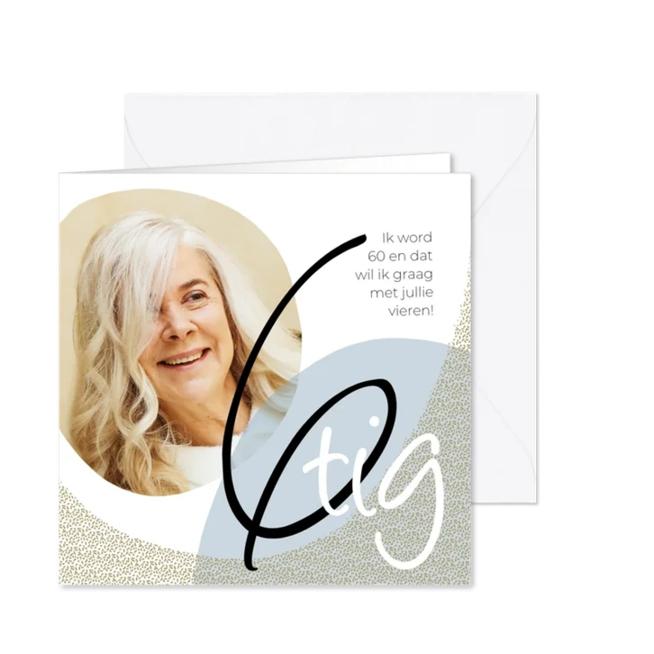 Uitnodiging modern 60 met foto en 6tig