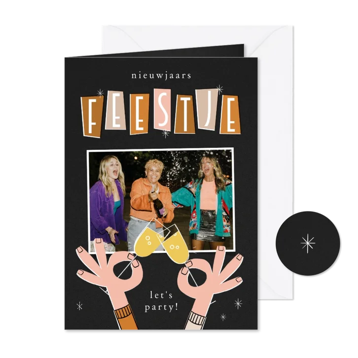 Uitnodiging nieuwjaarsfeestje retro proosten