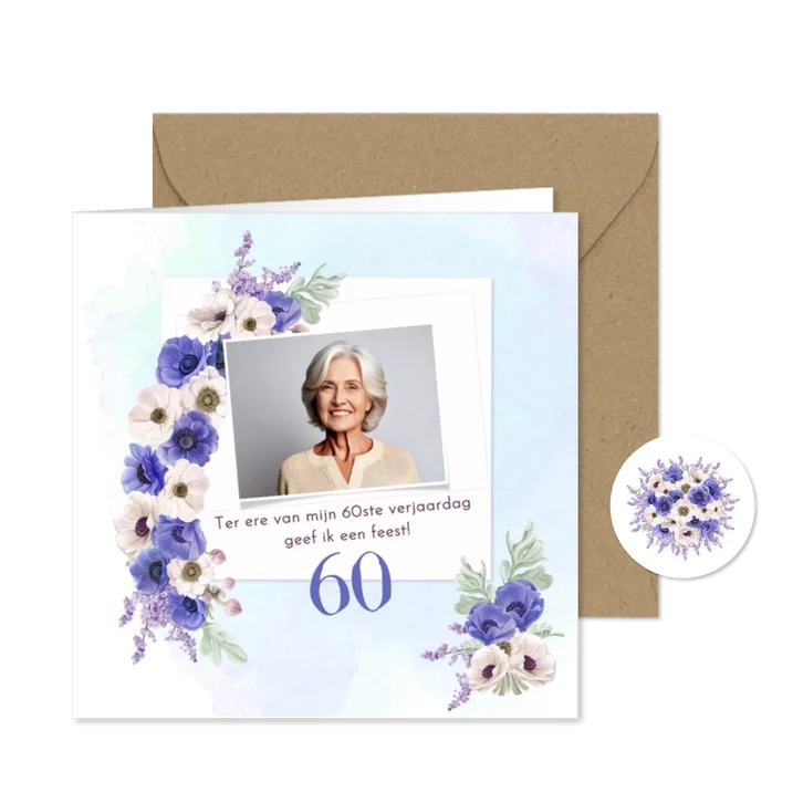 Uitnodiging paarse en witte anemonen