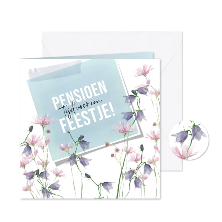 Uitnodiging pensioen met veldbloemen