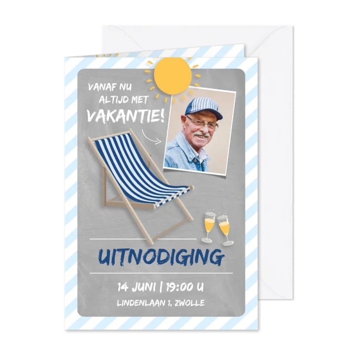 Uitnodiging pensioenfeest altijd vakantie