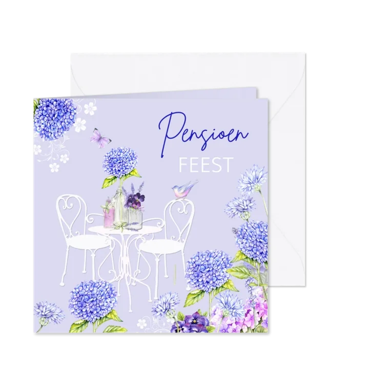 Uitnodiging pensioenfeest tuinsetje