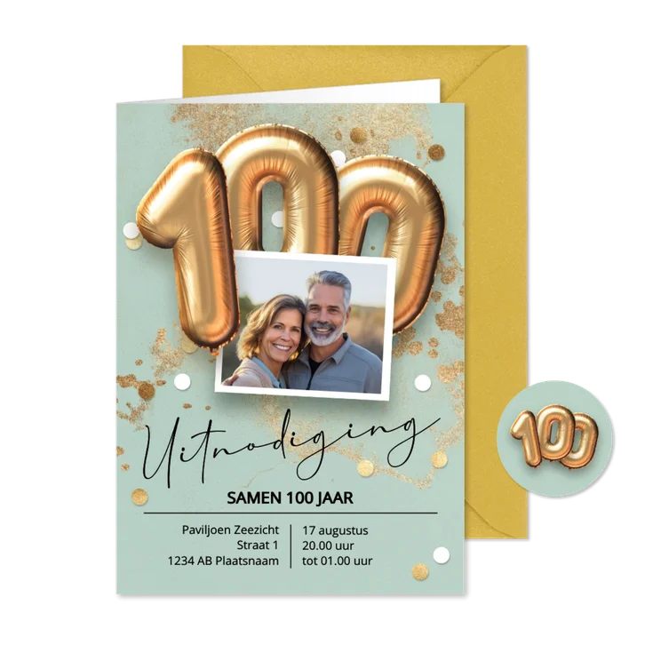 Uitnodiging samen 100 jaar verjaardag feest