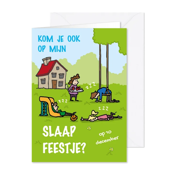 Uitnodiging Slaapfeestje Slapend in de tuin