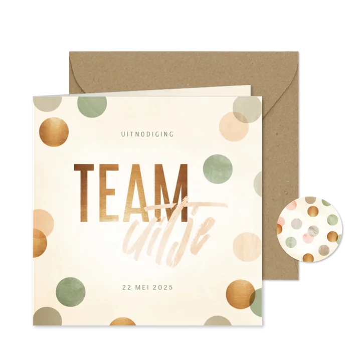 Uitnodiging teamuitje met confetti