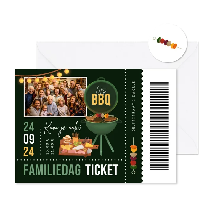 Uitnodiging ticket familiedag bbq borrel feestje tuinfeest
